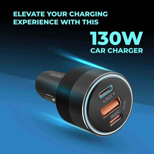 Car Charger 130W with Dual Type-C and Micro USB Port  Phones, Laptop, Tablet  TC0014