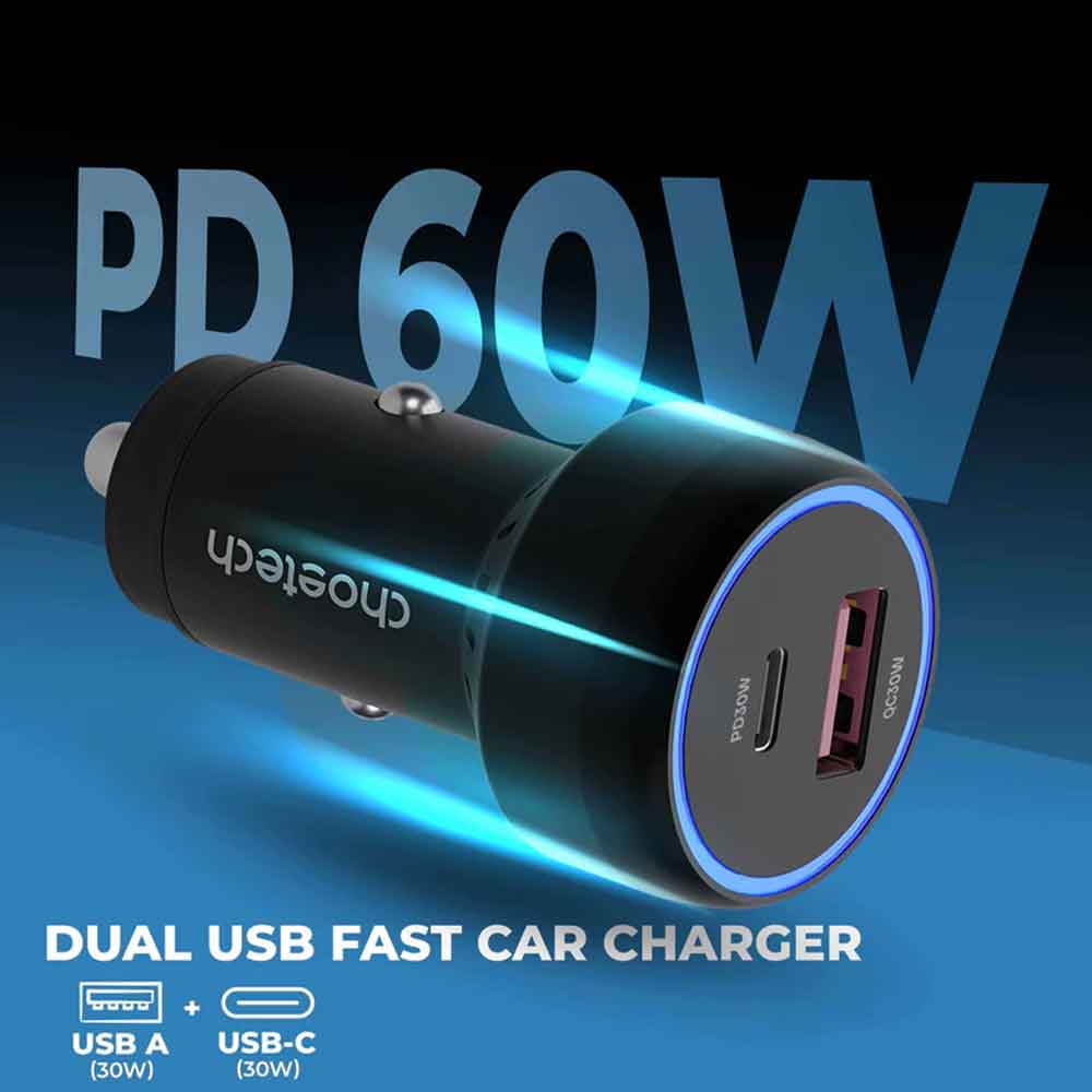 Car Charger 60W with Type-C and Micro USB Port  TC0014