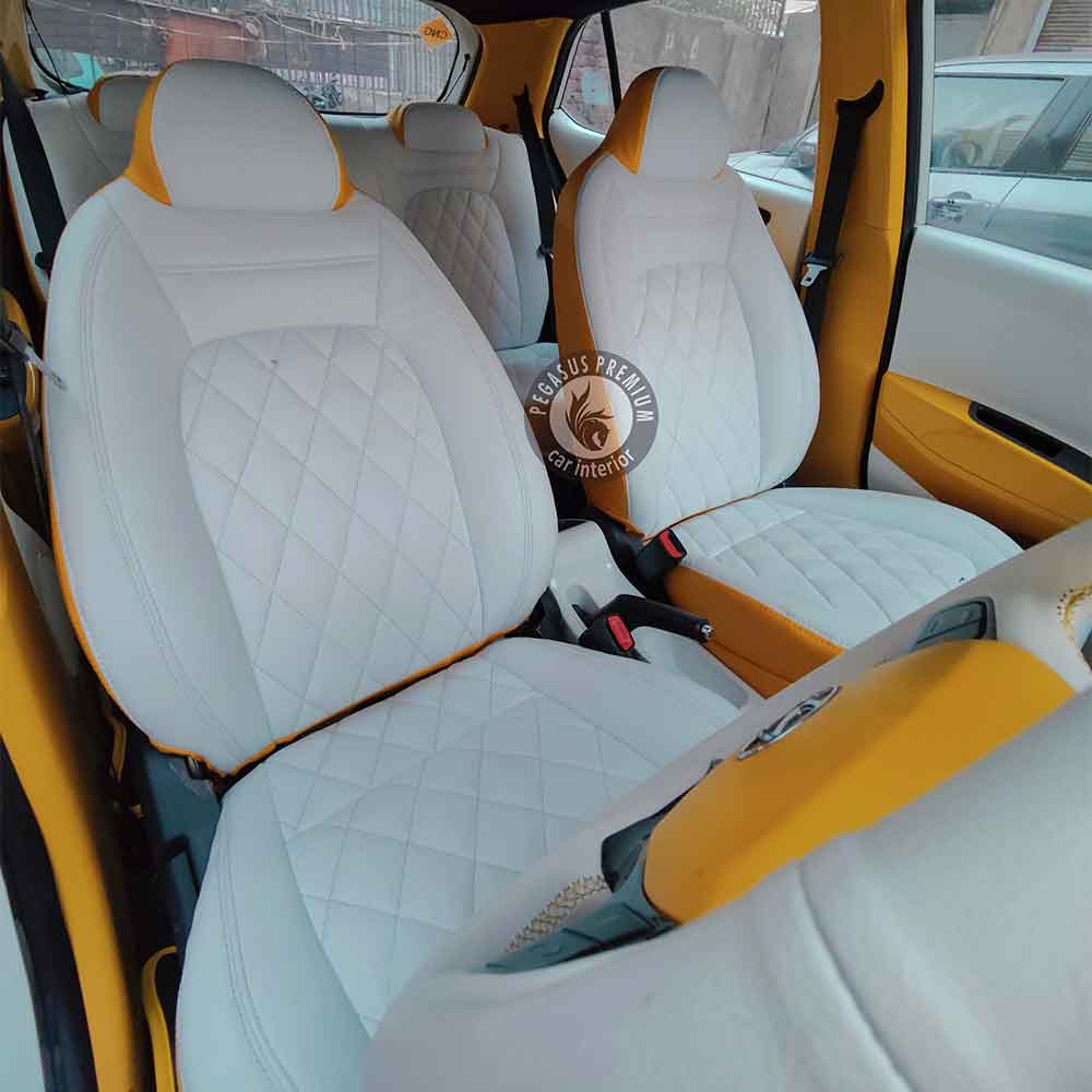 Hyundai Grand i10 NIOS Interior Modification in White & Yellow - Pegasus Premium