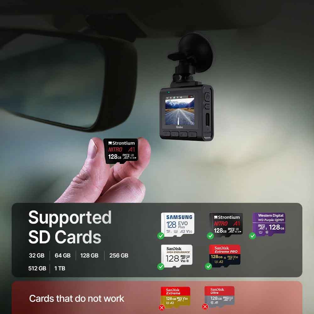 Qubo Smart Dashcam Pro 2.7K + Rear Cam