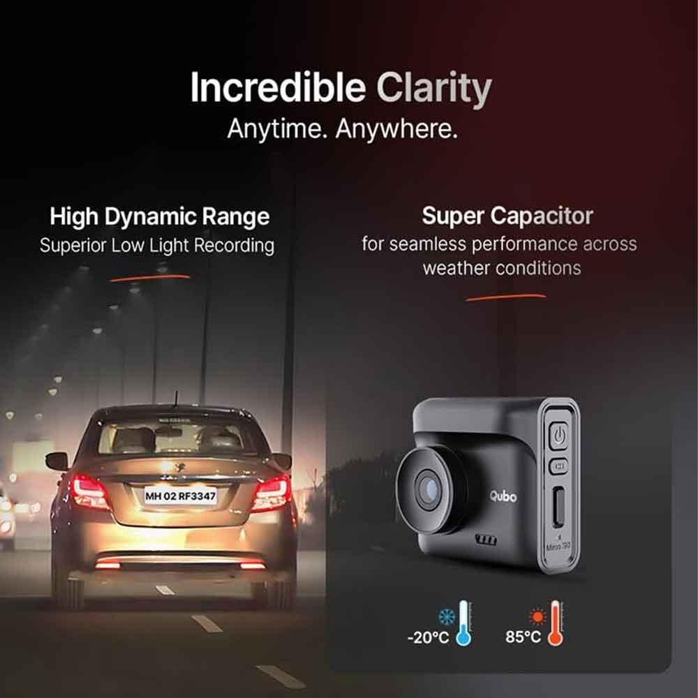 Qubo Smart Dashcam Pro 2.7K + Rear Cam