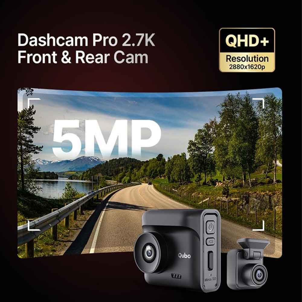 Qubo Smart Dashcam Pro 2.7K + Rear Cam