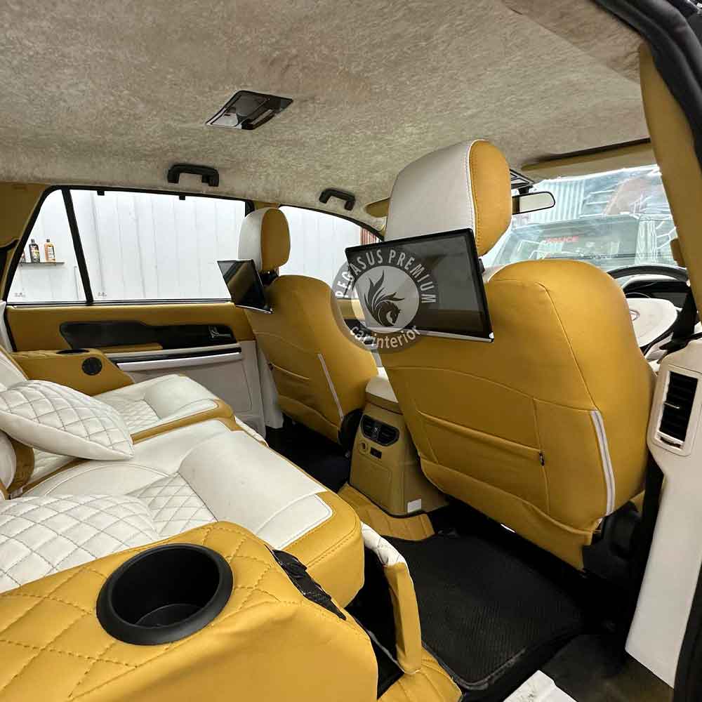 Tata Hexa Interior Modification in White & Yellow - Pegasus Premium