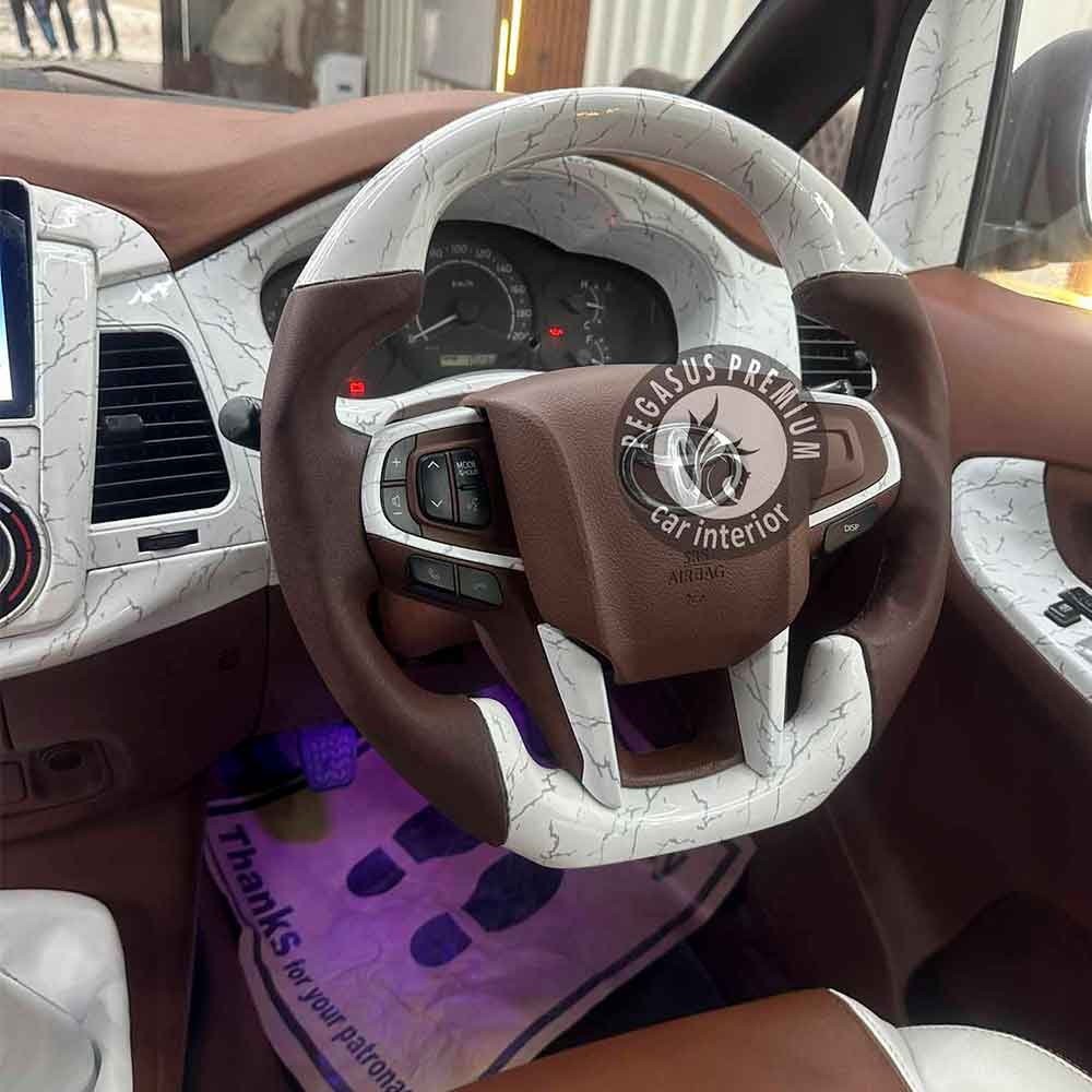 Toyota Old Innova Interior Modification in Tan & White - Pegasus Premium