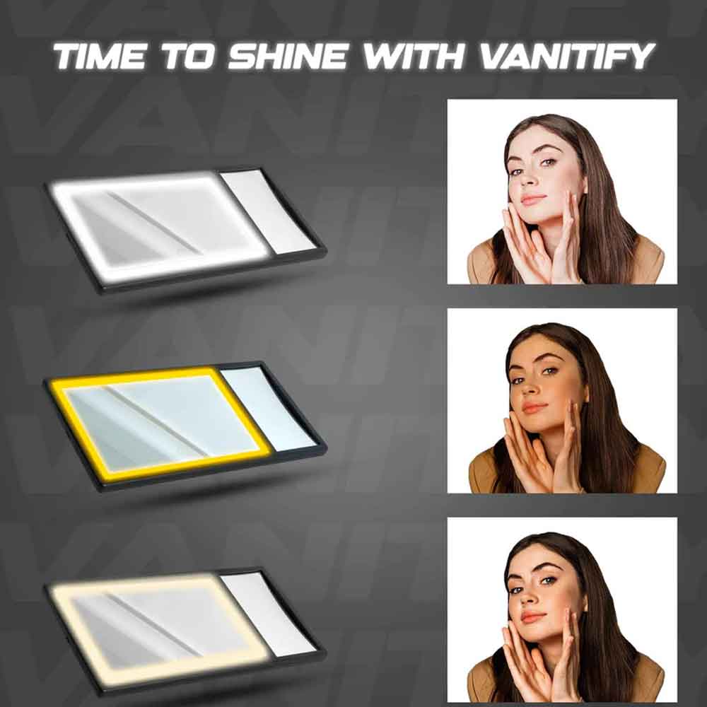 Vanitify Car LED Make Up Mirror | Three Light Modes | Portable