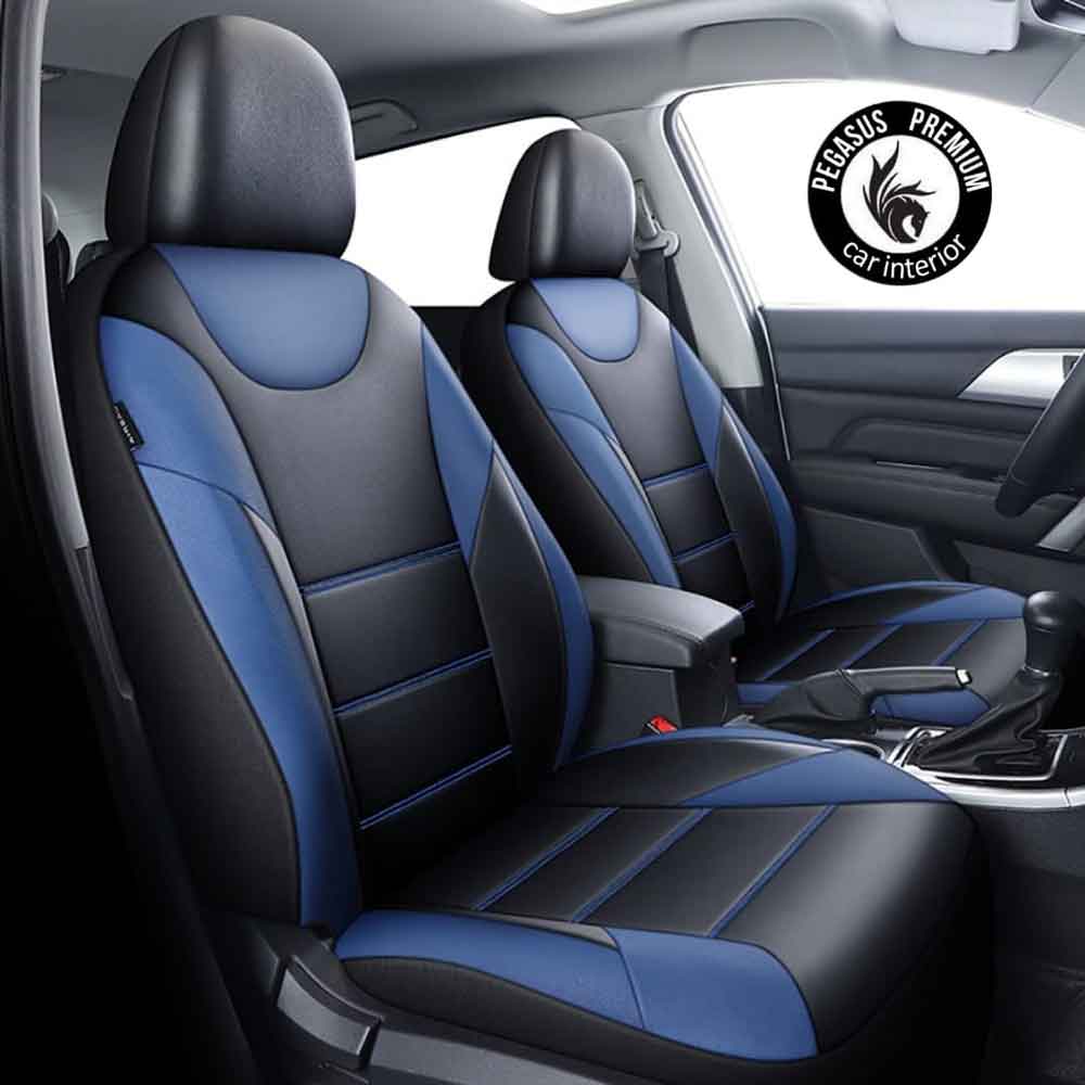 Car Seat Cover in Black Blue Pegasus Premium