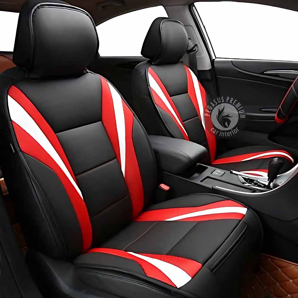 Volkswagen Taigun Seat Cover in Black Red Pegasus Premium