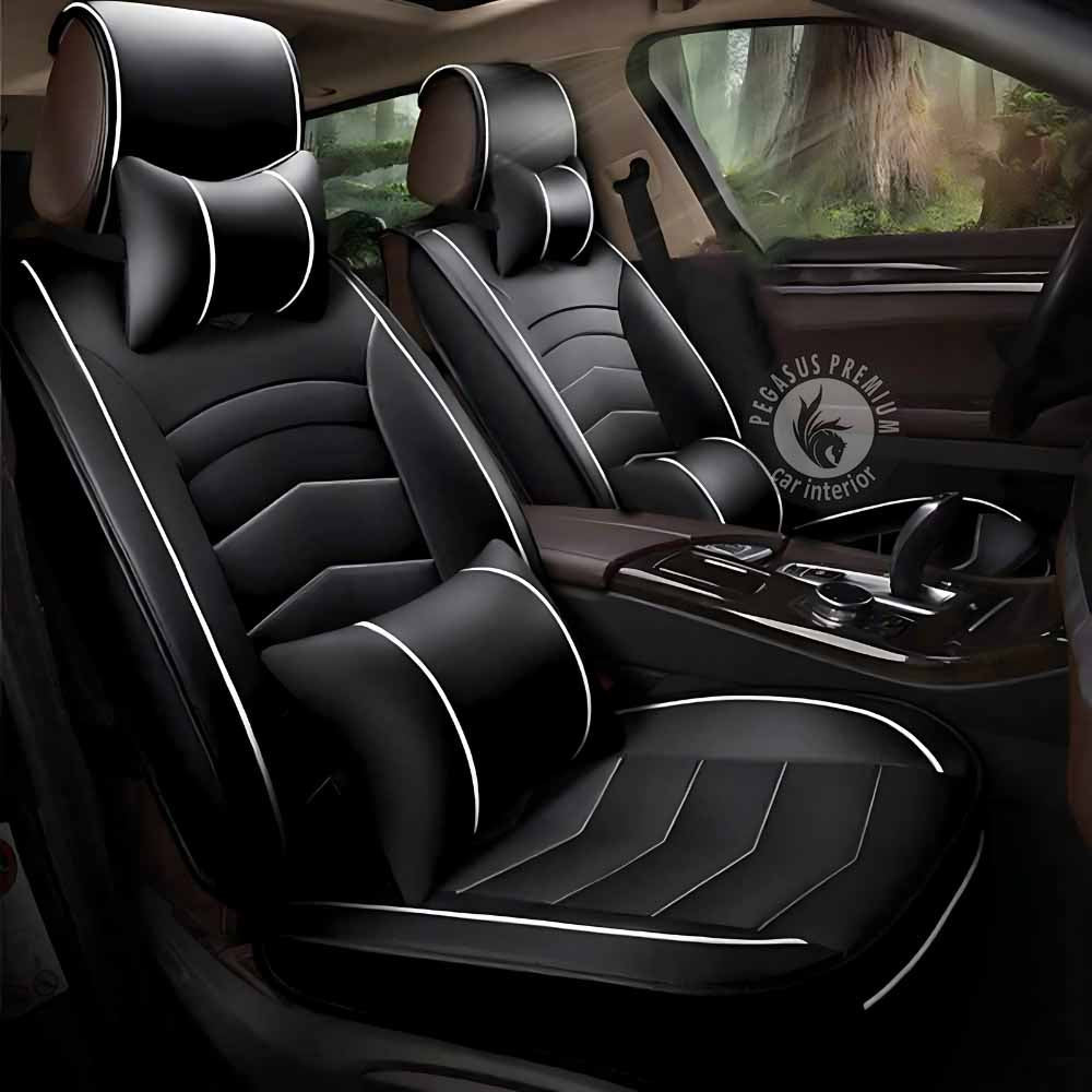 Toyota Hyryder Seat Cover in Black White Pegasus Premium