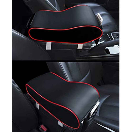 Universal Car Armrest in Black Red Memory Foam with Phone Pocket Pegasus Premium