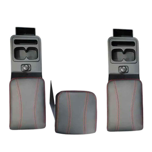 ABS Plastic Armrest With Dual USB Charging for Mahindra Thar 2020 Onwards - Black With Red Thread