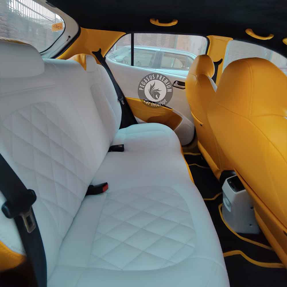 Hyundai Grand i10 NIOS Interior Modification in White & Yellow - Pegasus Premium