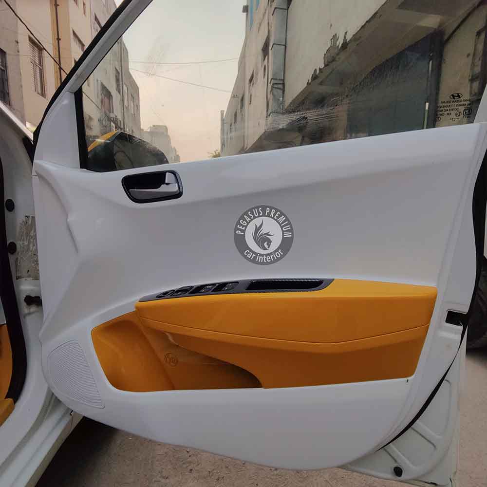 Hyundai Grand i10 NIOS Interior Modification in White & Yellow - Pegasus Premium