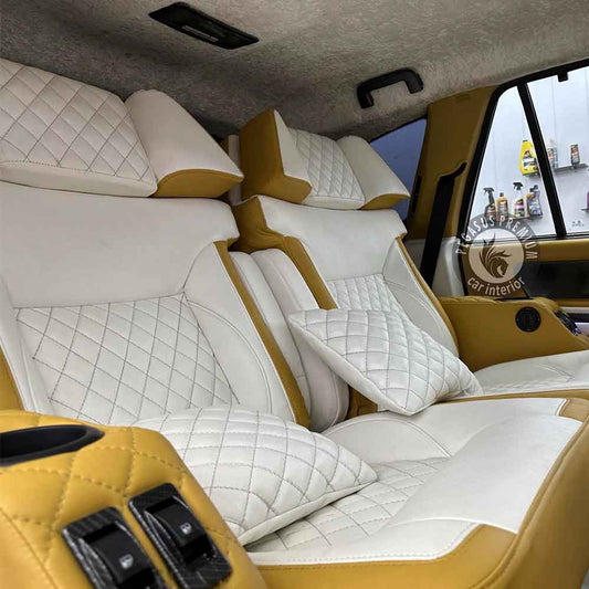 Tata Hexa Interior Modification in White & Yellow - Pegasus Premium