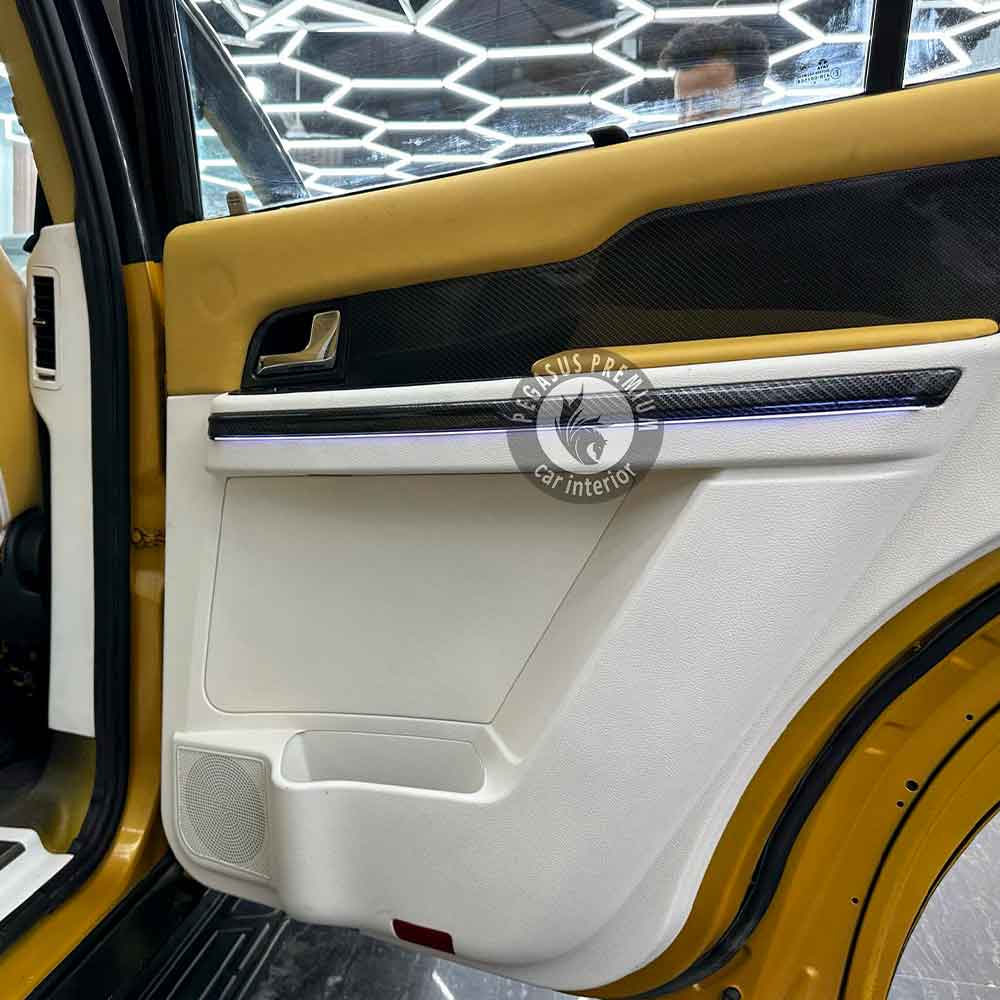 Tata Hexa Interior Modification in White & Yellow - Pegasus Premium