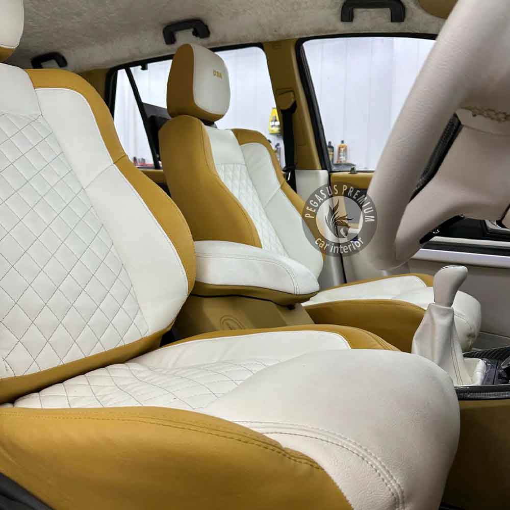 Tata Hexa Interior Modification in White & Yellow - Pegasus Premium