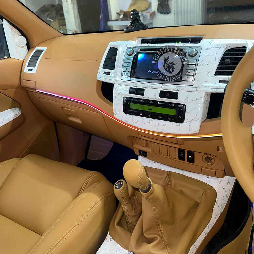 Toyota Fortuner Interior Modification in Tan & White - Pegasus Premium