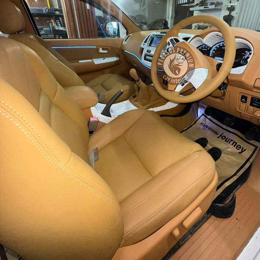 Toyota Fortuner Interior Modification in Tan & White - Pegasus Premium