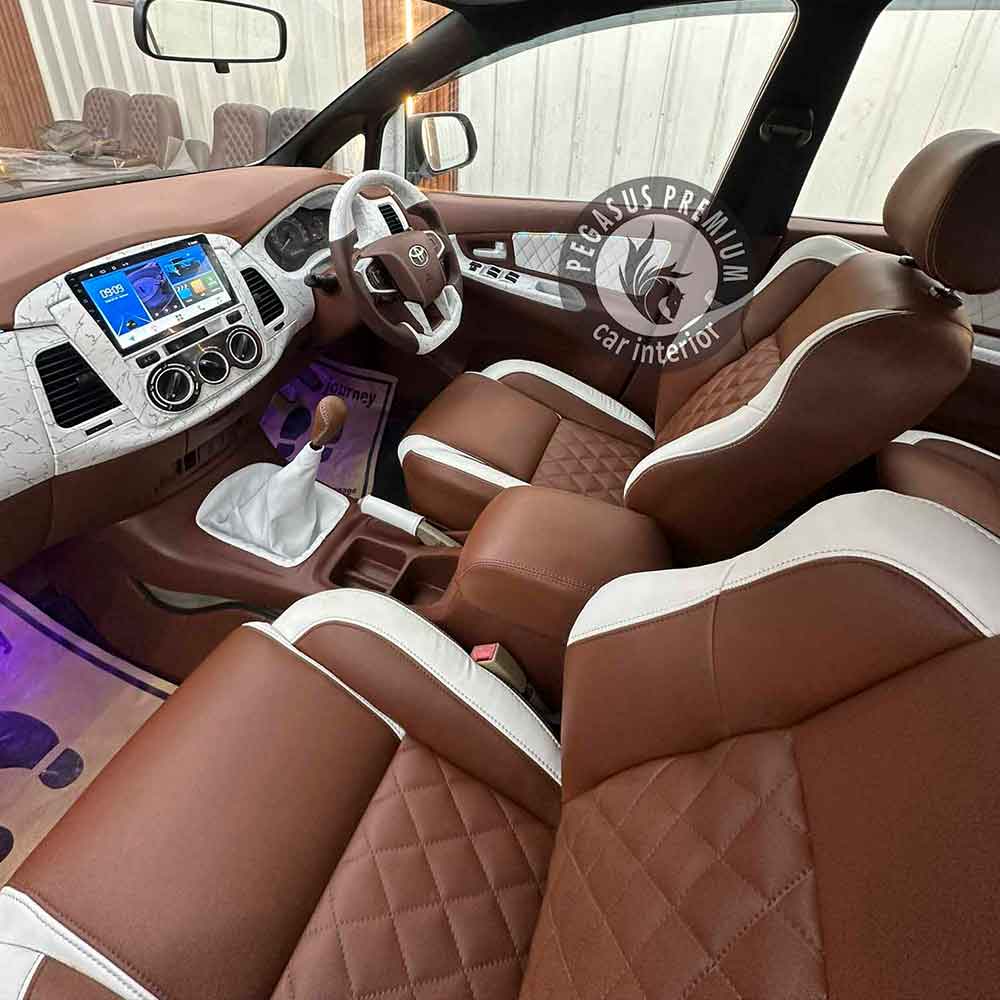 Toyota Old Innova Interior Modification in Tan & White - Pegasus Premi ...