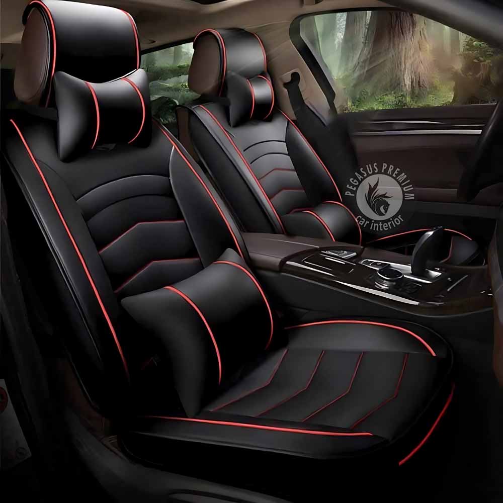 Renault Kwid Seat Cover in Black Red Pegasus Premium
