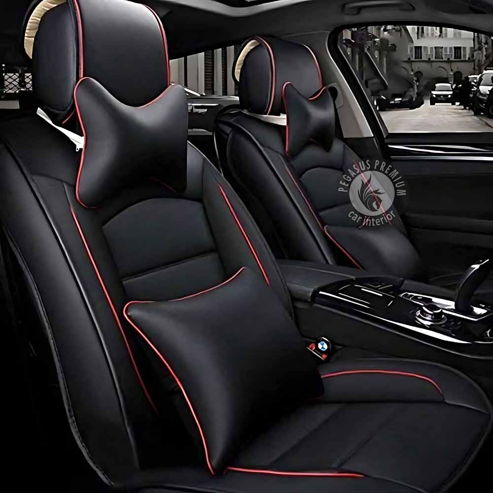 Toyota Glanza Seat Cover in Black Red Pegasus Premium