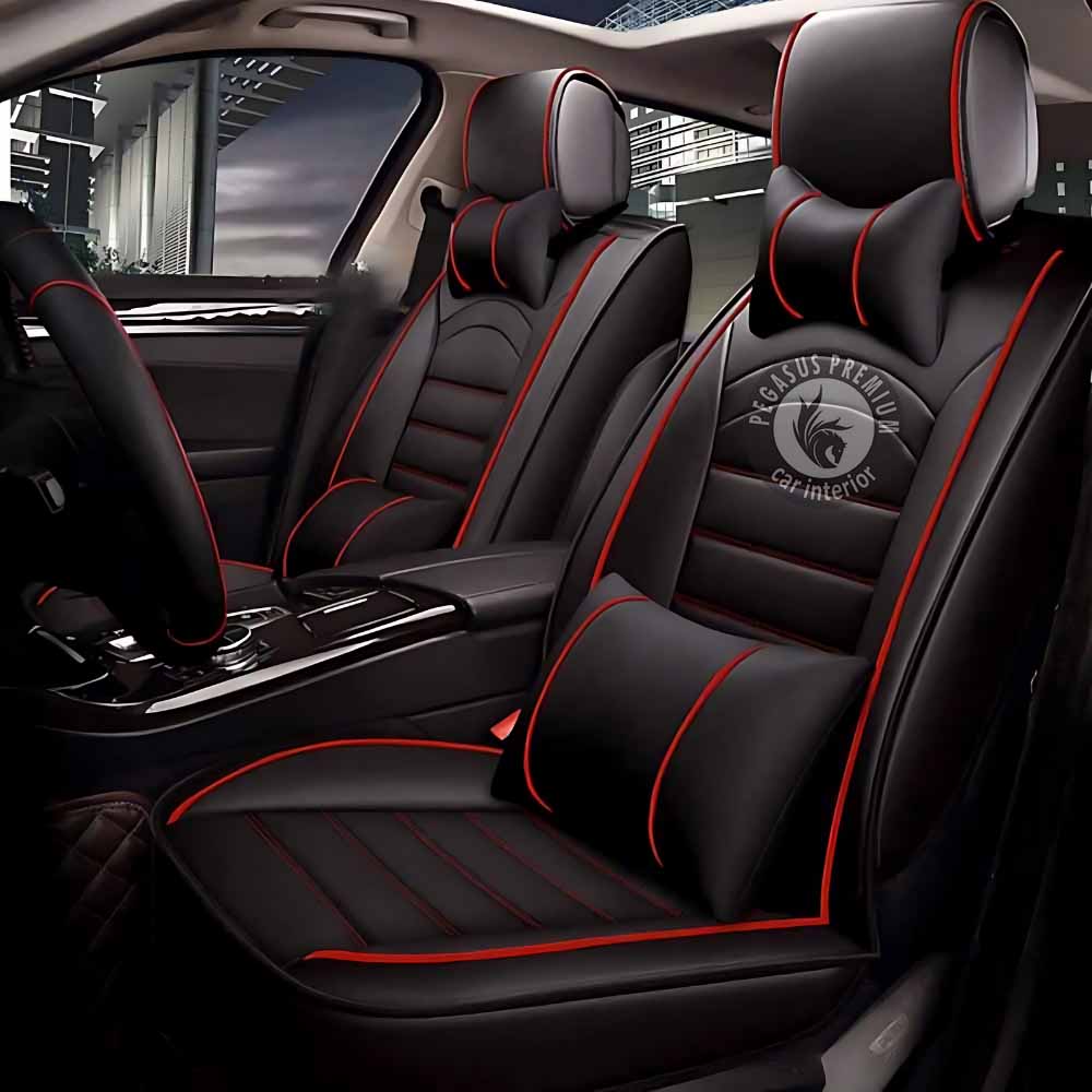 Renault Kwid Seat Cover in Black Red Pegasus Premium
