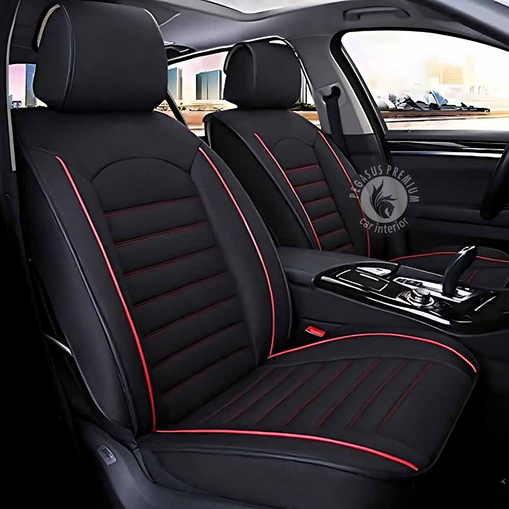 Renault Kwid Seat Cover in Black Red Pegasus Premium