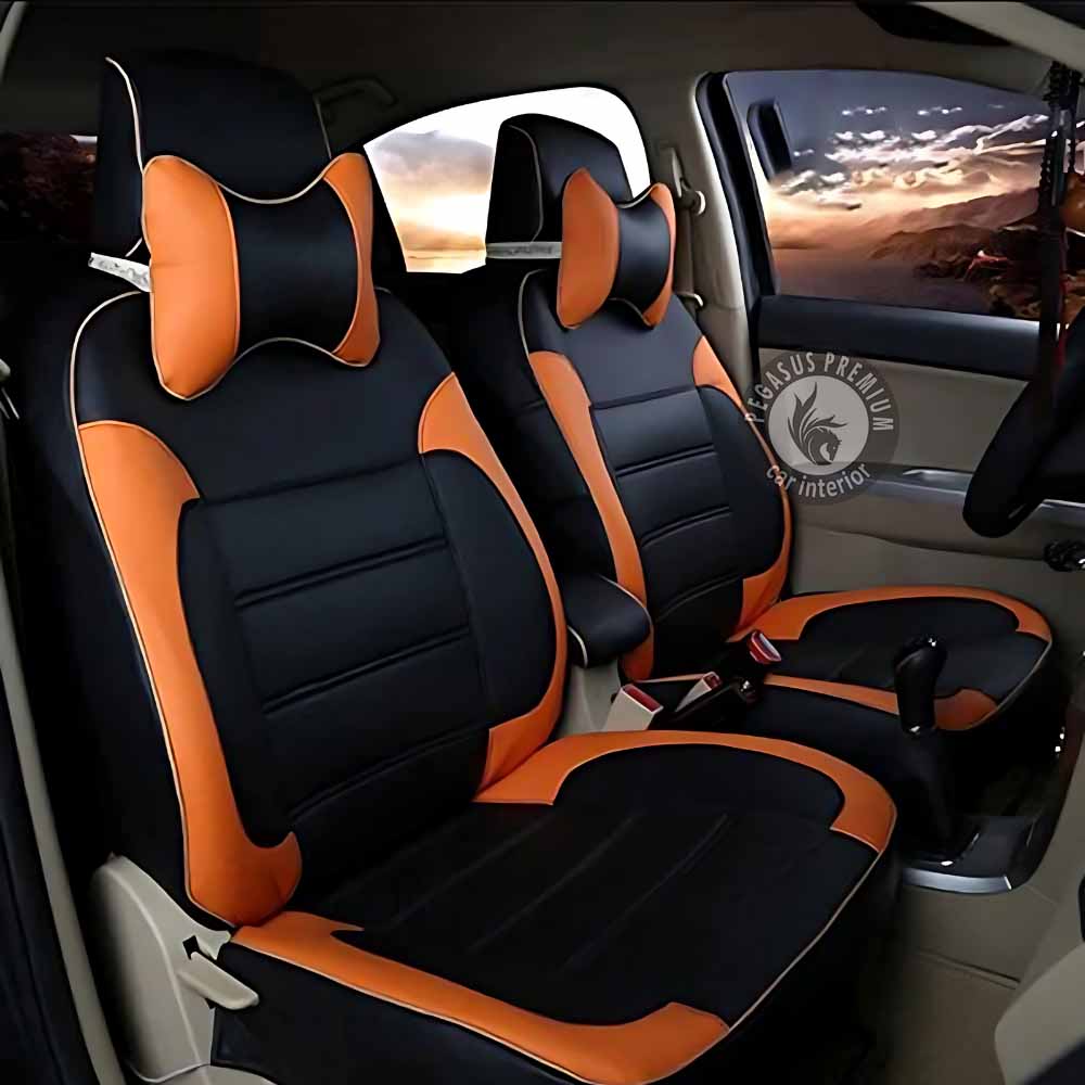 Kia Carens Seat Cover in Black Tan Pegasus Premium