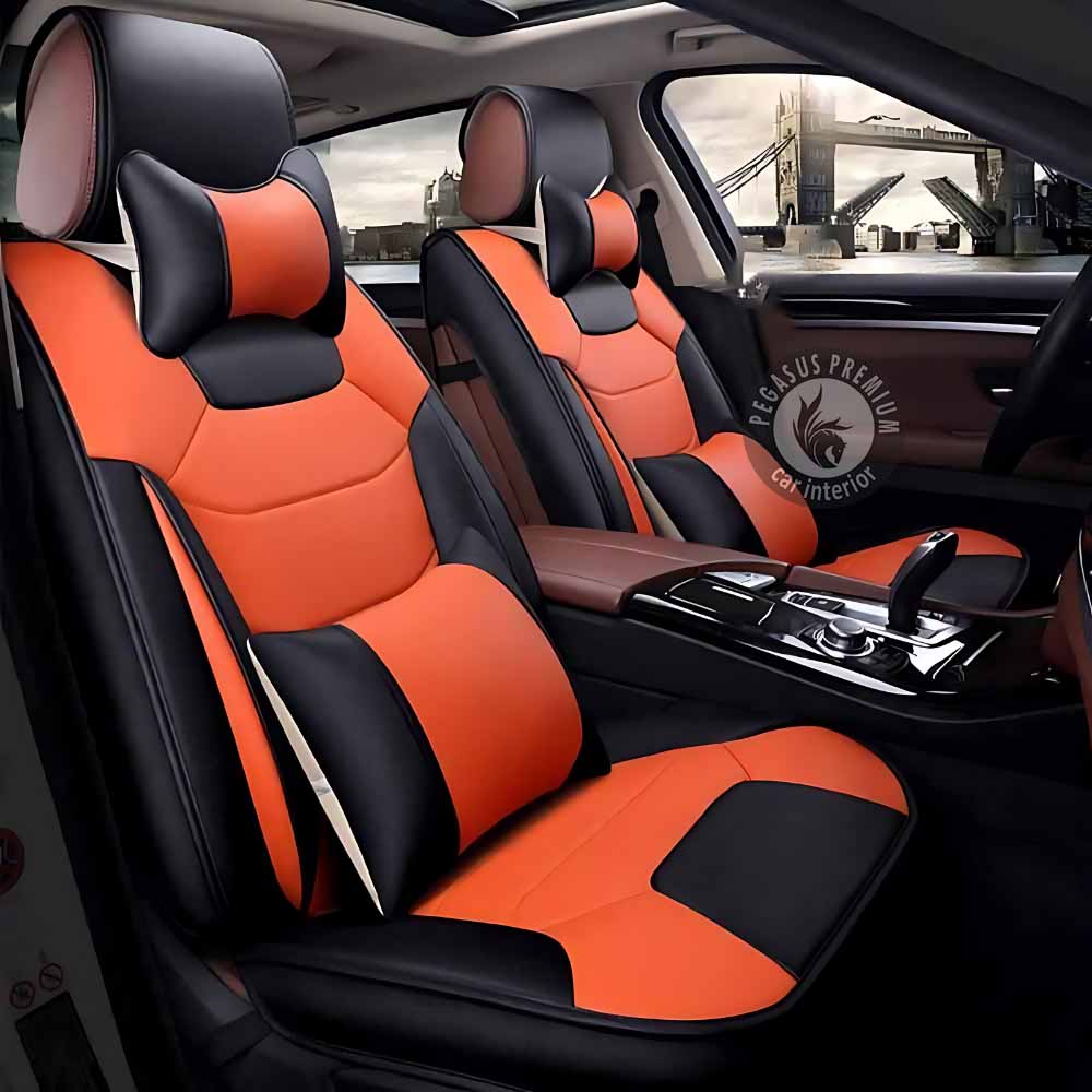 Kia Carens Seat Cover in Black Tan Pegasus Premium