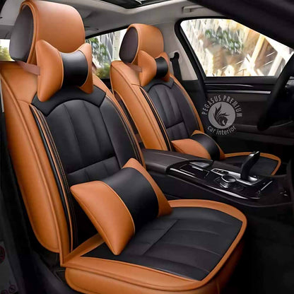 Kia Carens Seat Cover in Black Tan Pegasus Premium