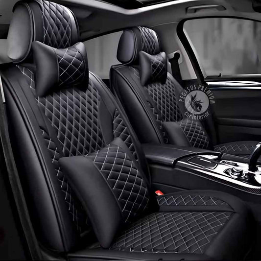 Mahindra Scorpio Classic Seat Cover in Black White Pegasus Premium