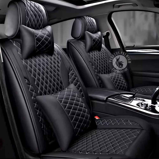 Kia Sonet Seat Cover in Black White Pegasus Premium