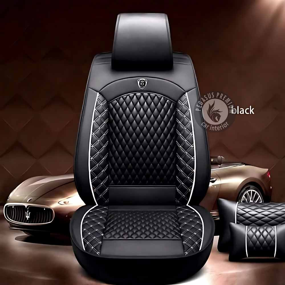 Toyota Corolla Altis Seat Cover in Black White Pegasus Premium Car Shala