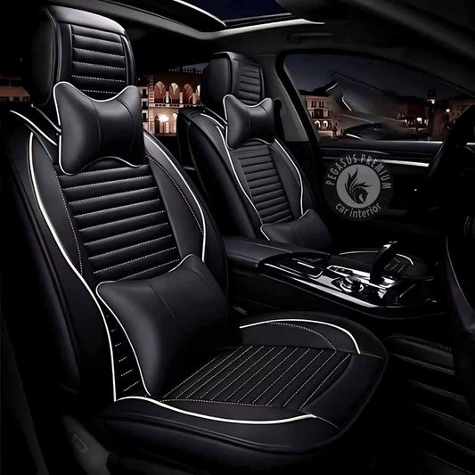Kia Sonet Seat Cover in Black White Pegasus Premium