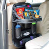 Car Seat Back Organizer in Black with Foldable Dining Table Tray – Multi Pocket Storage Universal PU Leather