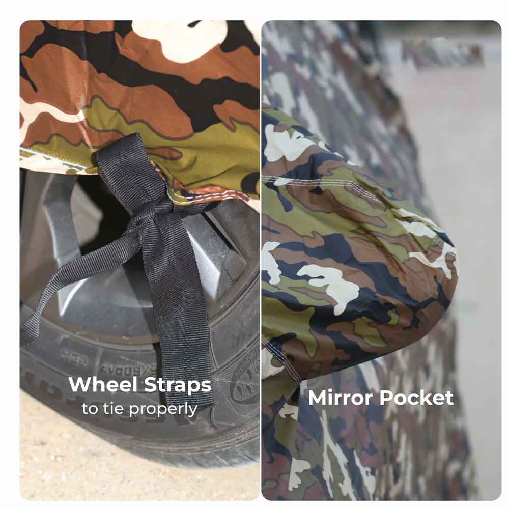 Waterproof Car Body Cover Jungle with Mirror and Antenna Pocket, Soft Cotton Lining For 5 Seater