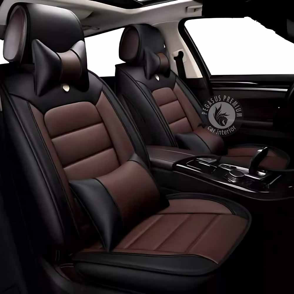 MG Hector Plus Seat Cover in Black Brown Pegasus Premium