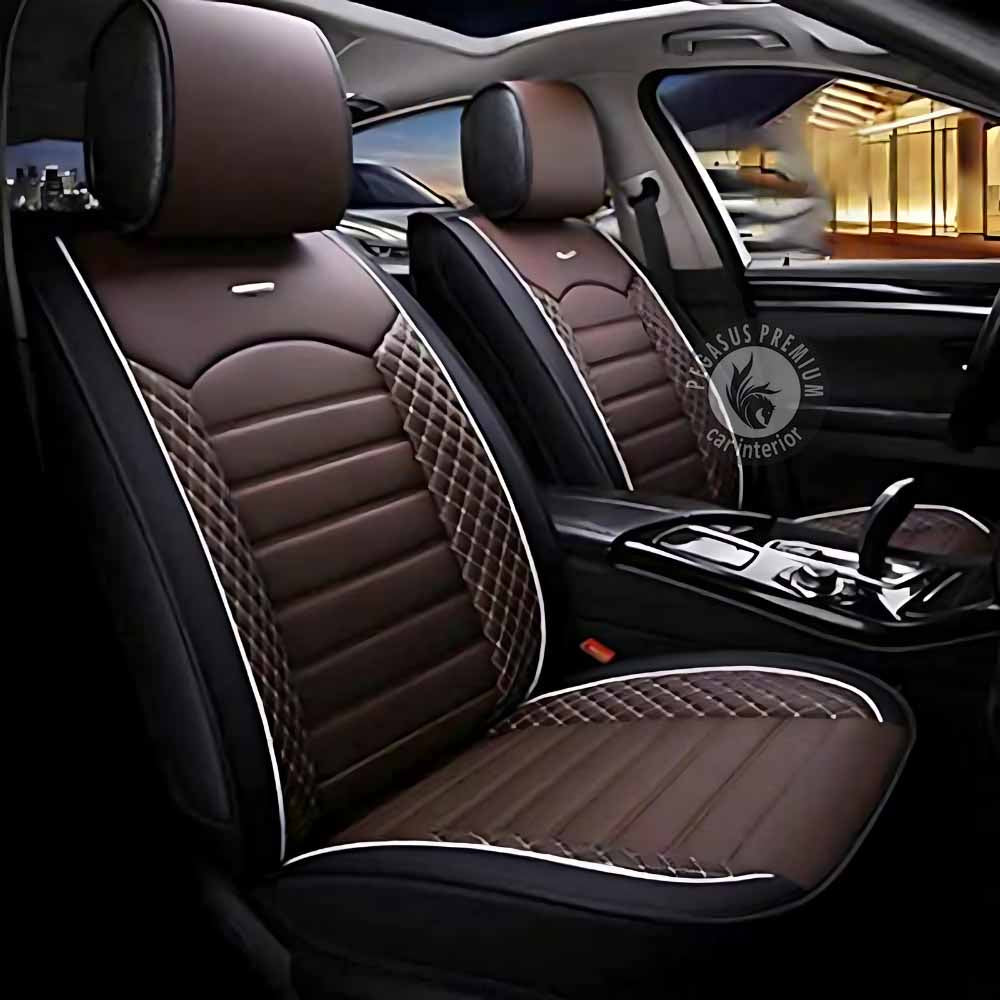Maruti Suzuki Ertiga Seat Cover in Black Brown Pegasus Premium Car Shala